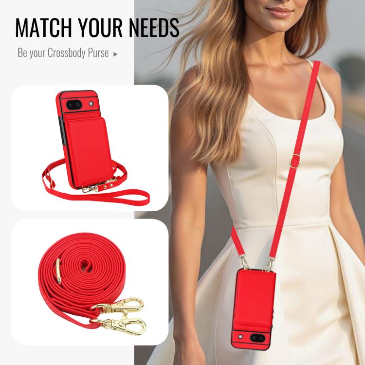 For Google Pixel 8a Crossbody Dual-buckle Wallet RFID Back Leather Phone Case