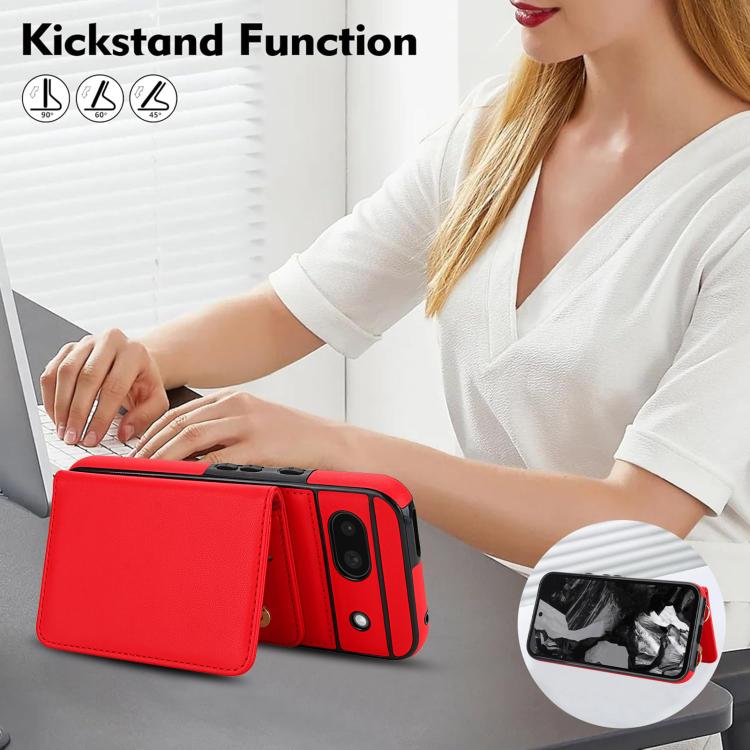 For Google Pixel 8a Crossbody Dual-buckle Wallet RFID Back Leather Phone Case