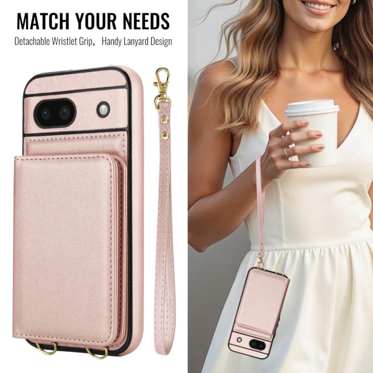 For Google Pixel 8a Crossbody Dual-buckle Wallet RFID Back Leather Phone Case