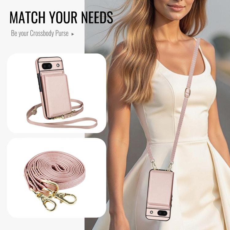 For Google Pixel 8a Crossbody Dual-buckle Wallet RFID Back Leather Phone Case