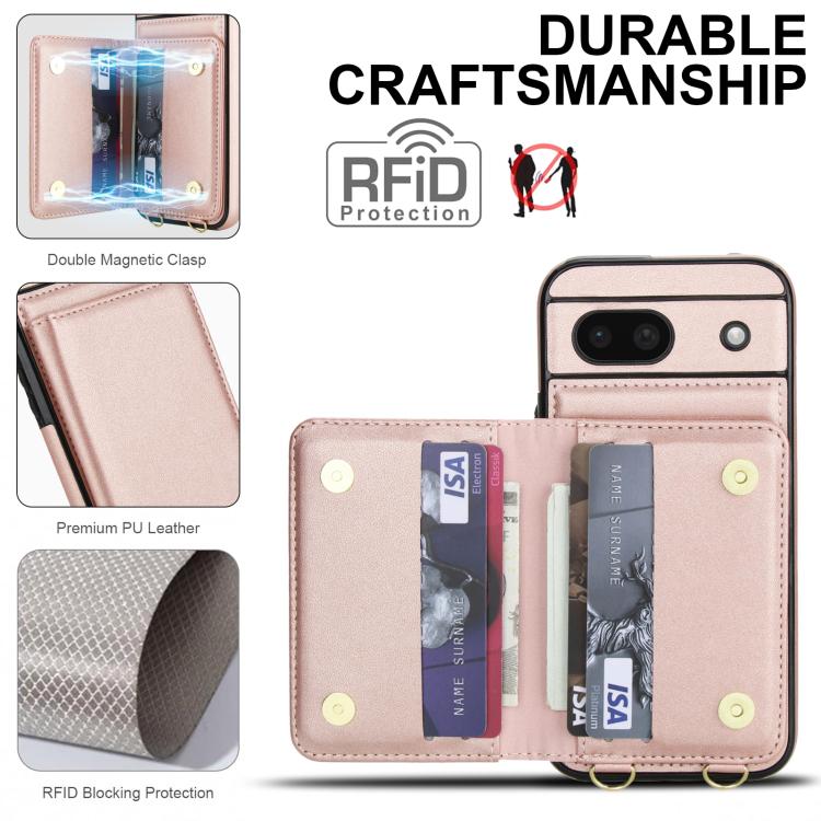 For Google Pixel 8a Crossbody Dual-buckle Wallet RFID Back Leather Phone Case