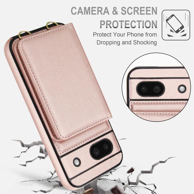 For Google Pixel 8a Crossbody Dual-buckle Wallet RFID Back Leather Phone Case