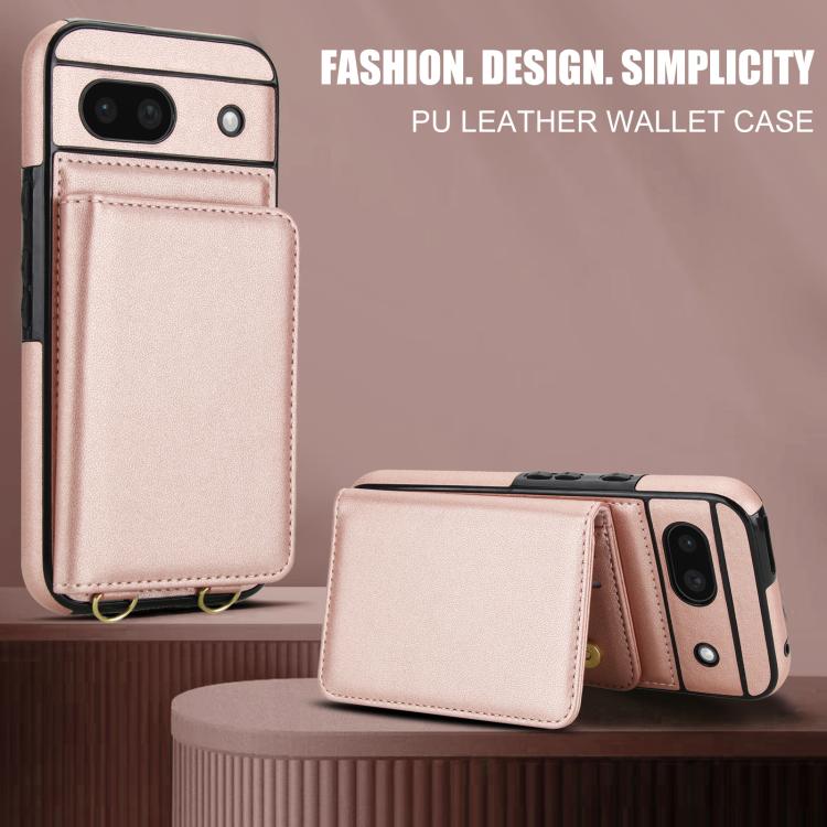 For Google Pixel 8a Crossbody Dual-buckle Wallet RFID Back Leather Phone Case