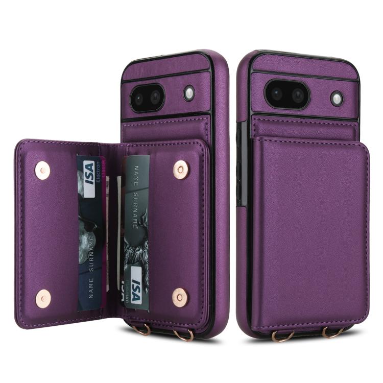 For Google Pixel 8a Crossbody Dual-buckle Wallet RFID Back Leather Phone Case