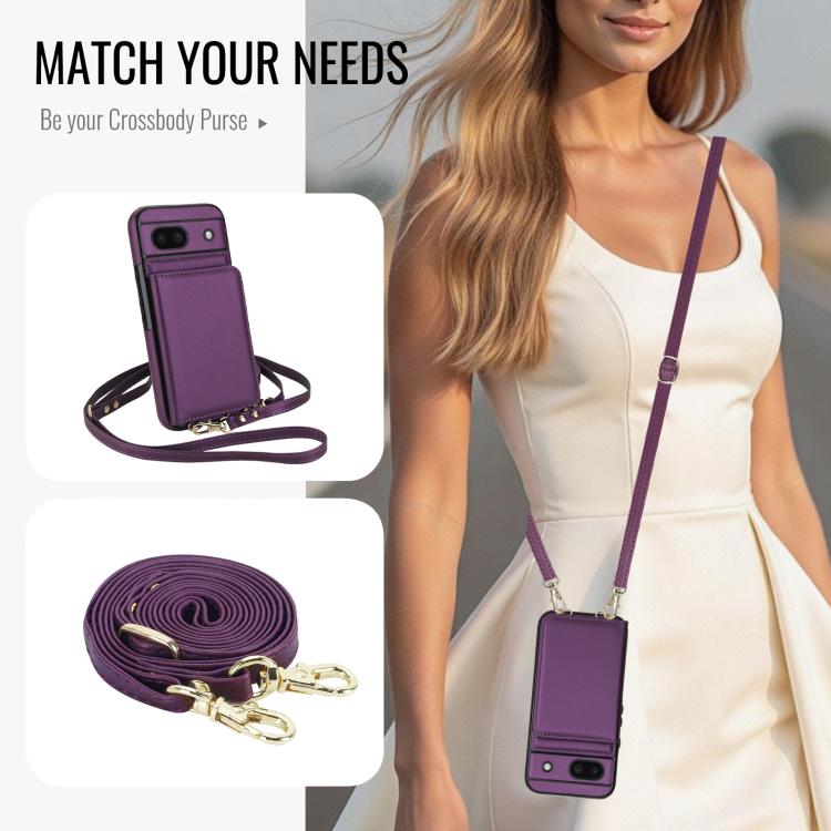 For Google Pixel 8a Crossbody Dual-buckle Wallet RFID Back Leather Phone Case