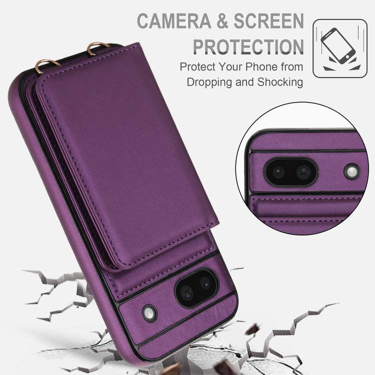 For Google Pixel 8a Crossbody Dual-buckle Wallet RFID Back Leather Phone Case