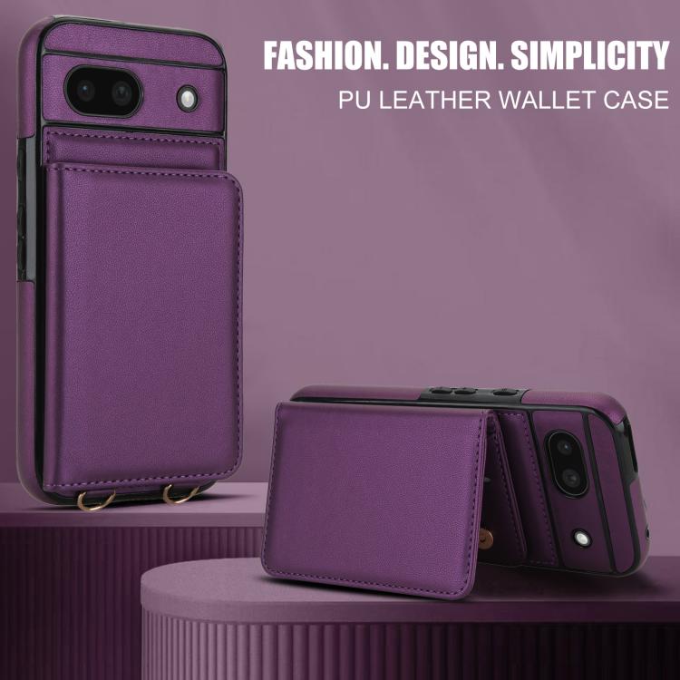 For Google Pixel 8a Crossbody Dual-buckle Wallet RFID Back Leather Phone Case