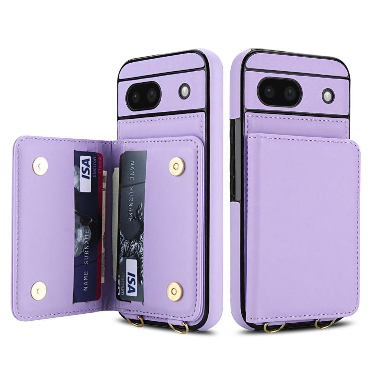 For Google Pixel 8a Crossbody Dual-buckle Wallet RFID Back Leather Phone Case