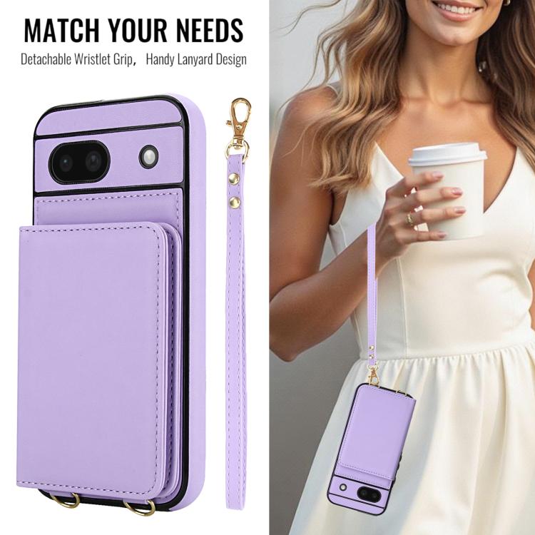 For Google Pixel 8a Crossbody Dual-buckle Wallet RFID Back Leather Phone Case