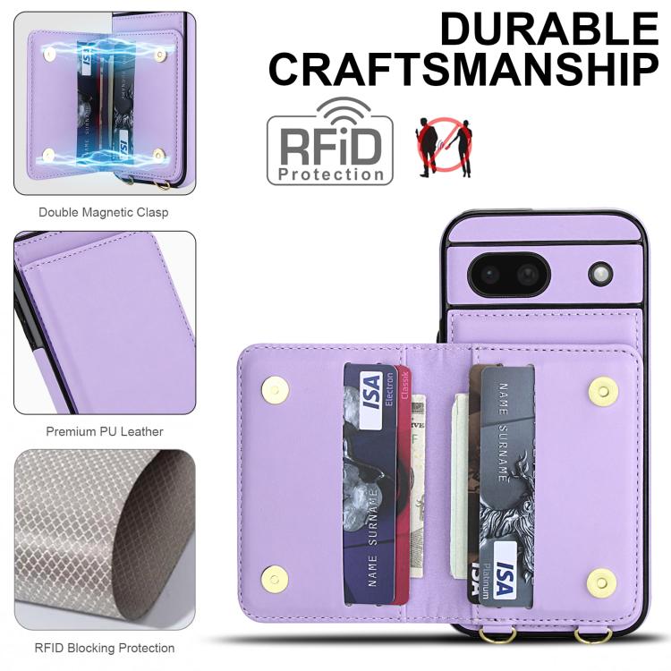 For Google Pixel 8a Crossbody Dual-buckle Wallet RFID Back Leather Phone Case