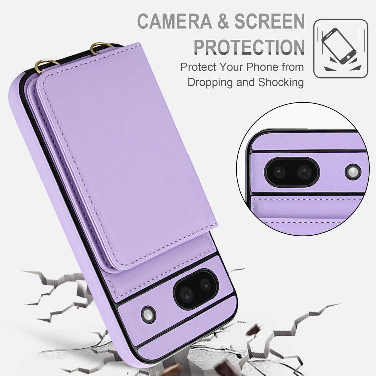 For Google Pixel 8a Crossbody Dual-buckle Wallet RFID Back Leather Phone Case