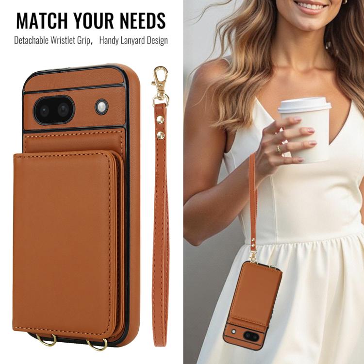 For Google Pixel 8a Crossbody Dual-buckle Wallet RFID Back Leather Phone Case