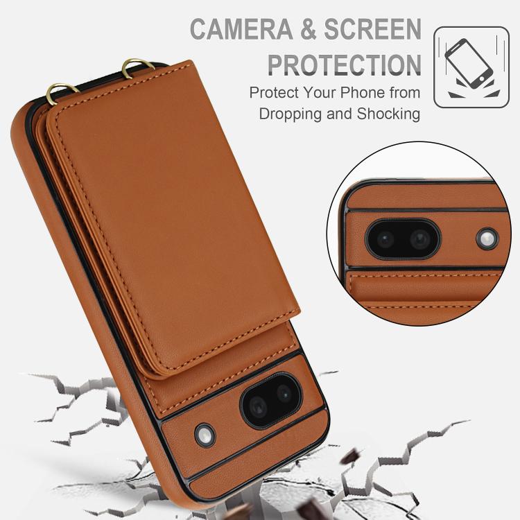 For Google Pixel 8a Crossbody Dual-buckle Wallet RFID Back Leather Phone Case