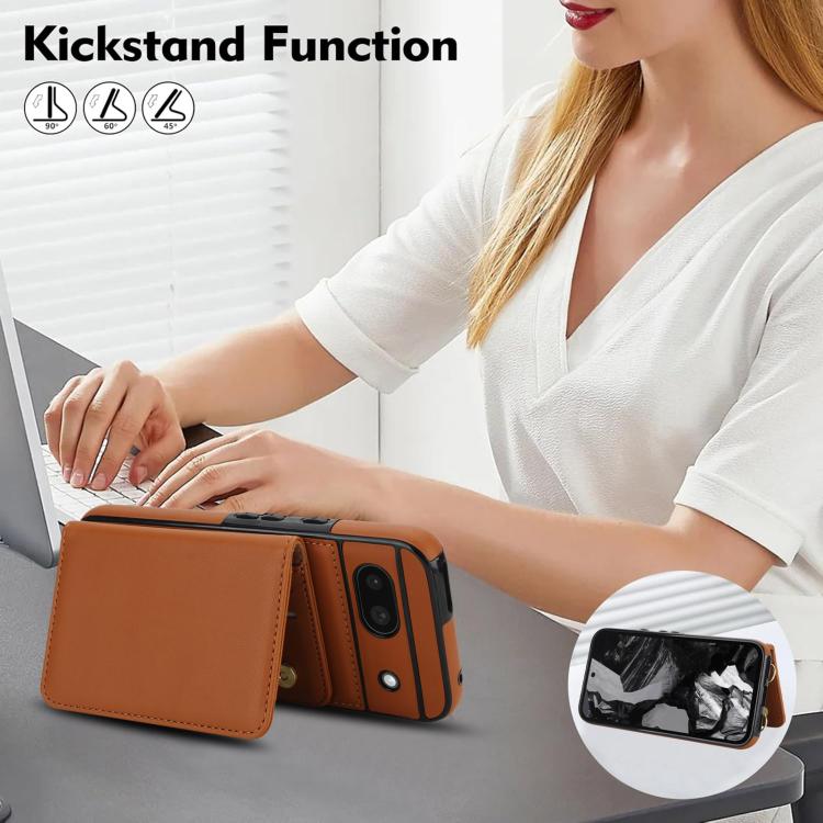 For Google Pixel 8a Crossbody Dual-buckle Wallet RFID Back Leather Phone Case