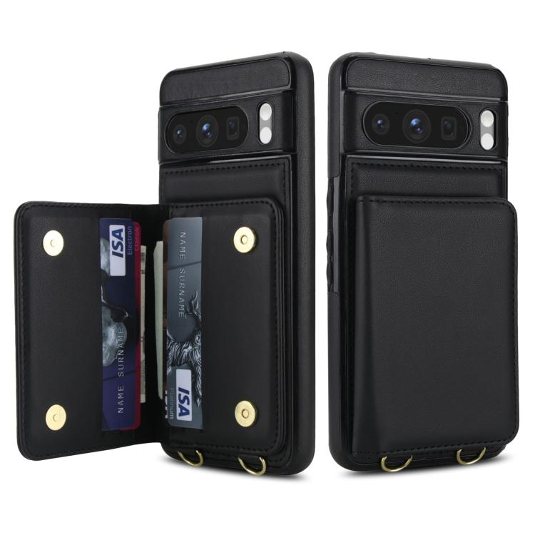 For Google Pixel 8 Pro Crossbody Dual-buckle Wallet RFID Back Leather Phone Case
