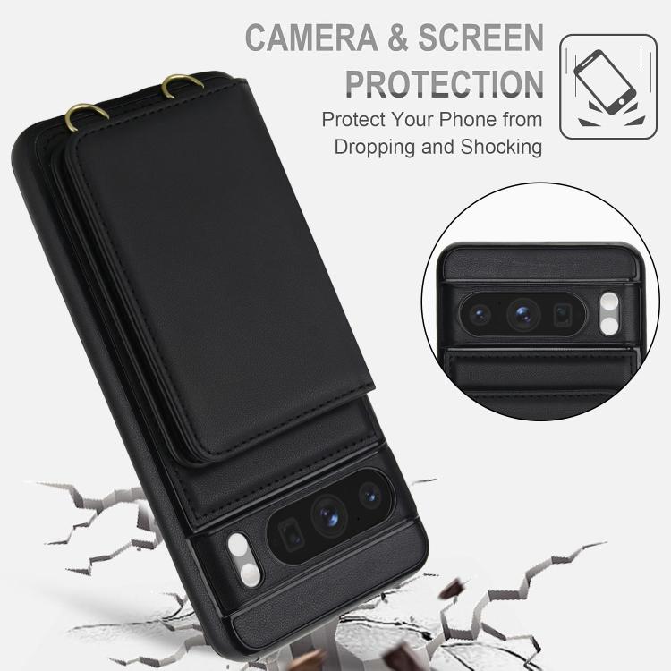 For Google Pixel 8 Pro Crossbody Dual-buckle Wallet RFID Back Leather Phone Case