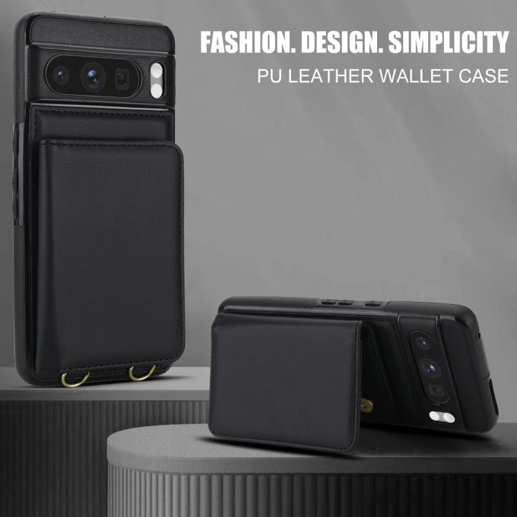 For Google Pixel 8 Pro Crossbody Dual-buckle Wallet RFID Back Leather Phone Case