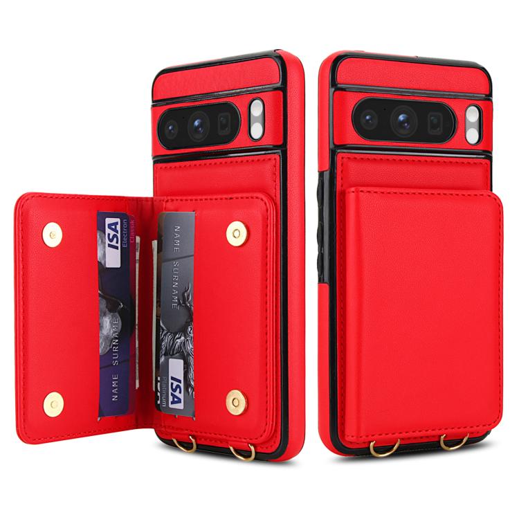 For Google Pixel 8 Pro Crossbody Dual-buckle Wallet RFID Back Leather Phone Case