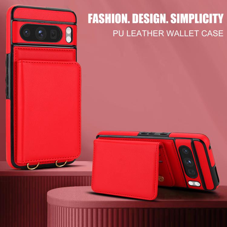 For Google Pixel 8 Pro Crossbody Dual-buckle Wallet RFID Back Leather Phone Case