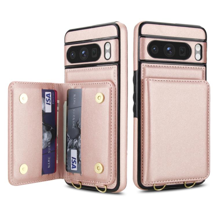 For Google Pixel 8 Pro Crossbody Dual-buckle Wallet RFID Back Leather Phone Case