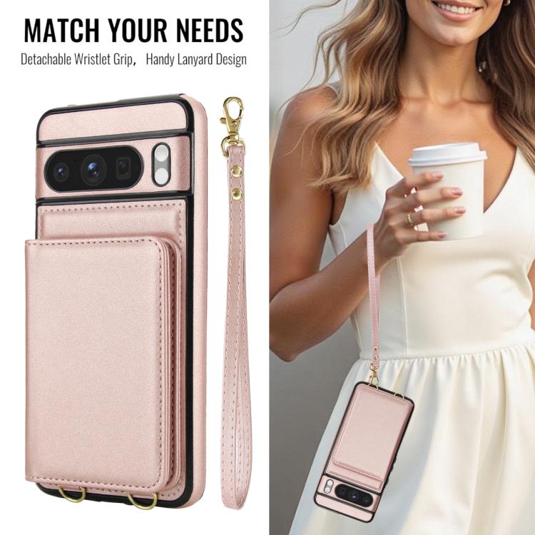 For Google Pixel 8 Pro Crossbody Dual-buckle Wallet RFID Back Leather Phone Case