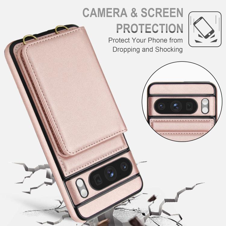 For Google Pixel 8 Pro Crossbody Dual-buckle Wallet RFID Back Leather Phone Case
