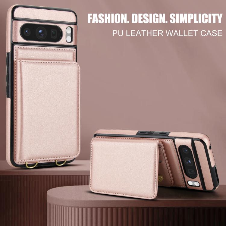For Google Pixel 8 Pro Crossbody Dual-buckle Wallet RFID Back Leather Phone Case