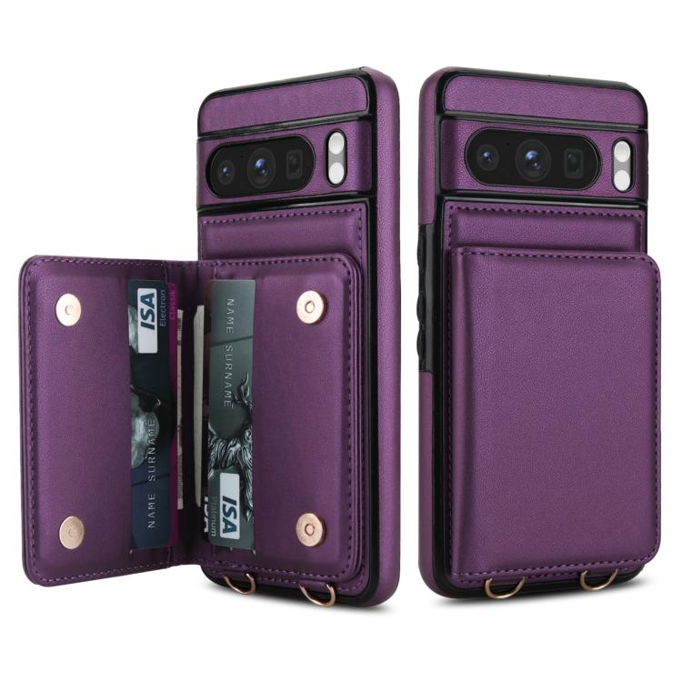 For Google Pixel 8 Pro Crossbody Dual-buckle Wallet RFID Back Leather Phone Case