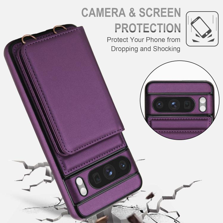 For Google Pixel 8 Pro Crossbody Dual-buckle Wallet RFID Back Leather Phone Case