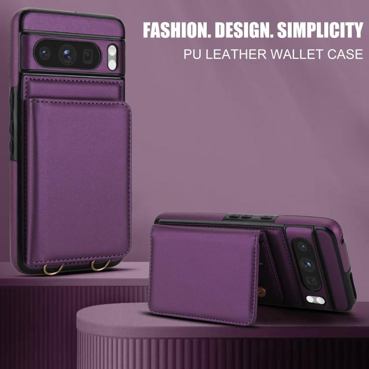 For Google Pixel 8 Pro Crossbody Dual-buckle Wallet RFID Back Leather Phone Case