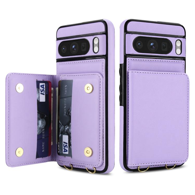 For Google Pixel 8 Pro Crossbody Dual-buckle Wallet RFID Back Leather Phone Case