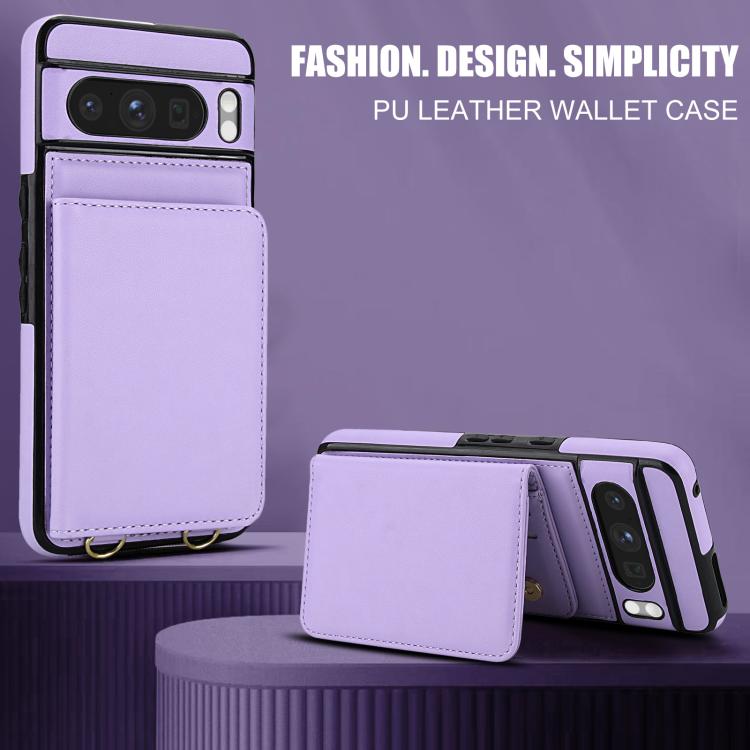 For Google Pixel 8 Pro Crossbody Dual-buckle Wallet RFID Back Leather Phone Case