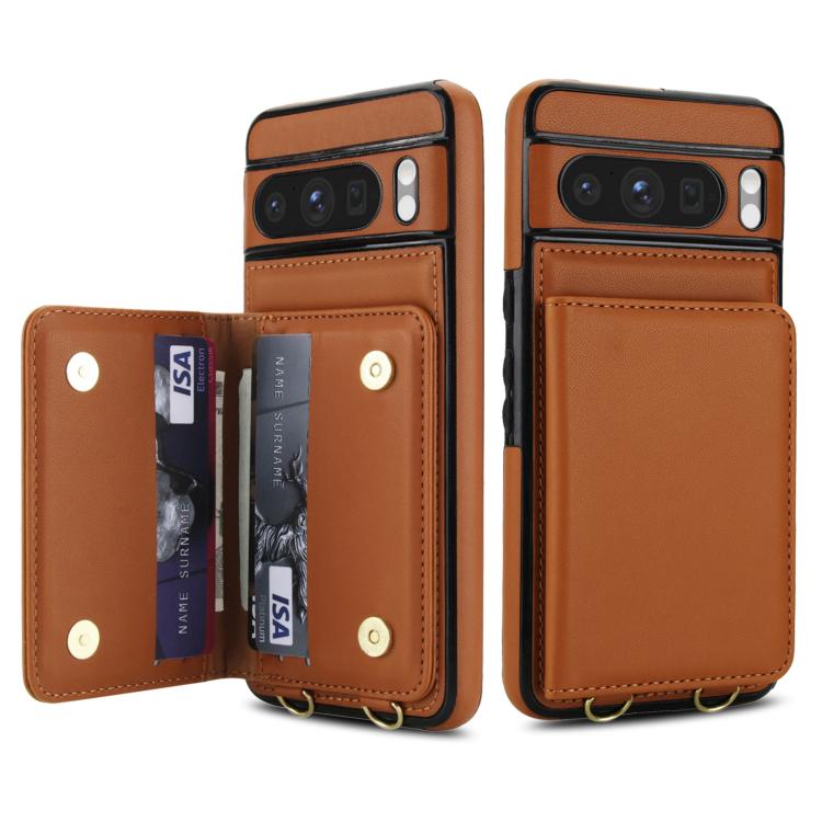 For Google Pixel 8 Pro Crossbody Dual-buckle Wallet RFID Back Leather Phone Case