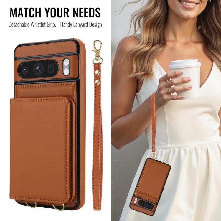 For Google Pixel 8 Pro Crossbody Dual-buckle Wallet RFID Back Leather Phone Case