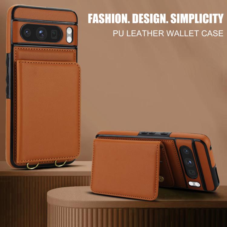 For Google Pixel 8 Pro Crossbody Dual-buckle Wallet RFID Back Leather Phone Case