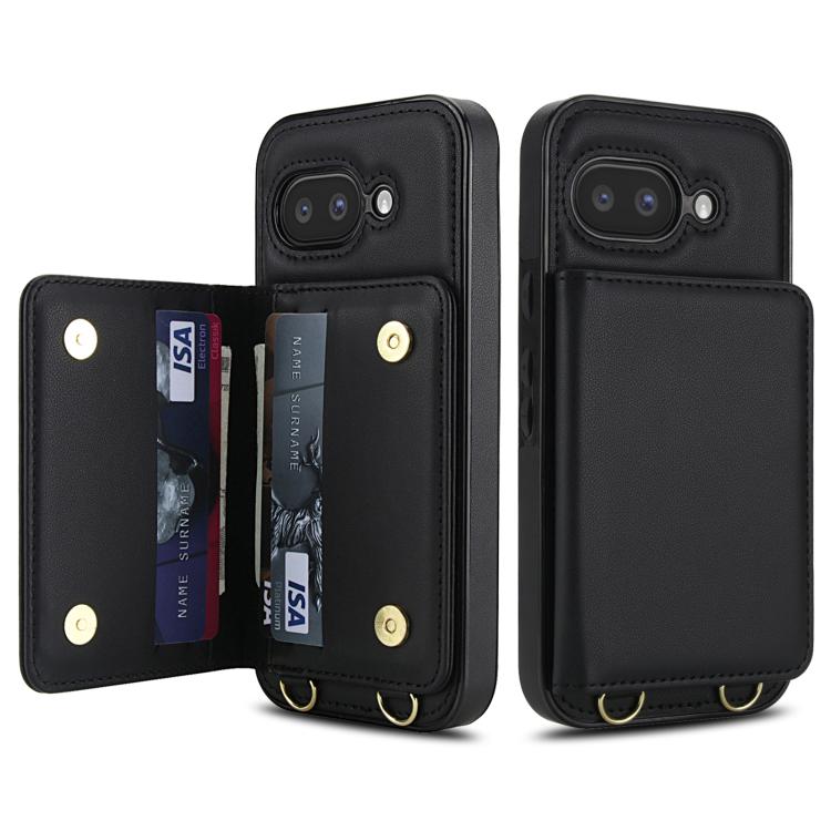 For Google Pixel 9a Crossbody Dual-buckle Wallet RFID Back Leather Phone Case