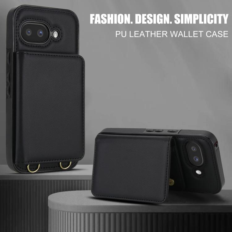 For Google Pixel 9a Crossbody Dual-buckle Wallet RFID Back Leather Phone Case