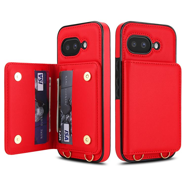 For Google Pixel 9a Crossbody Dual-buckle Wallet RFID Back Leather Phone Case