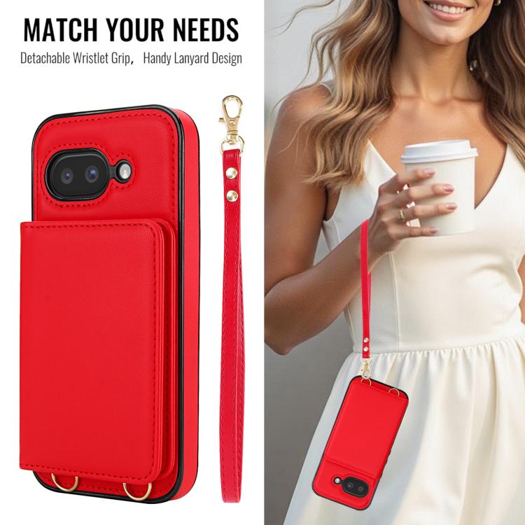 For Google Pixel 9a Crossbody Dual-buckle Wallet RFID Back Leather Phone Case