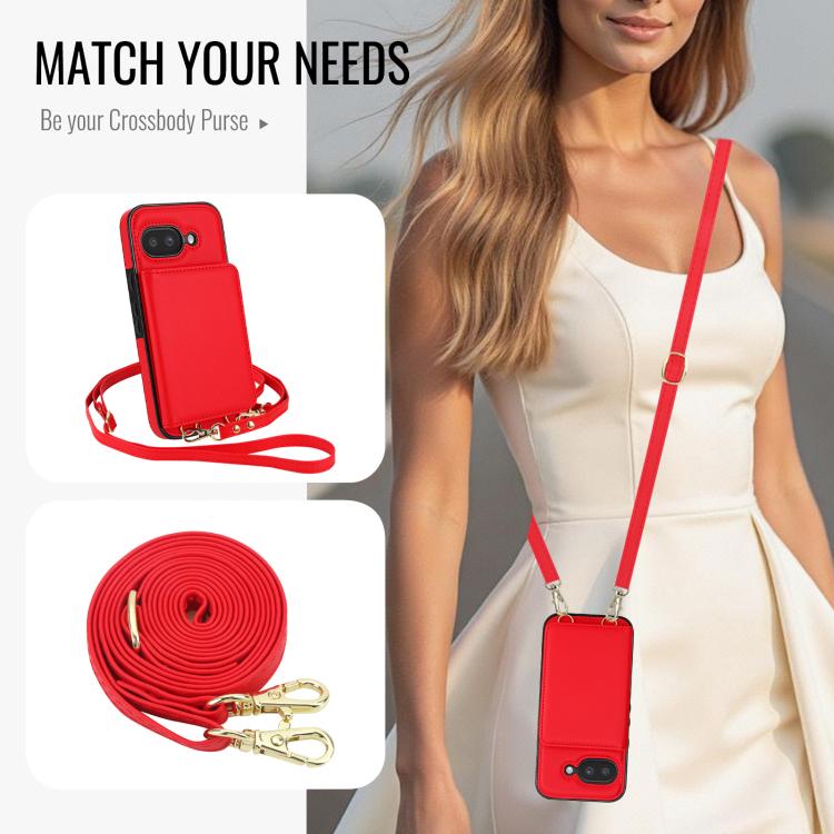 For Google Pixel 9a Crossbody Dual-buckle Wallet RFID Back Leather Phone Case