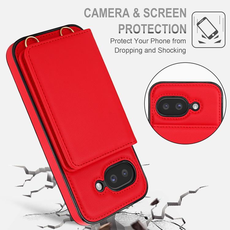For Google Pixel 9a Crossbody Dual-buckle Wallet RFID Back Leather Phone Case
