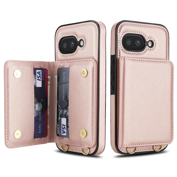 For Google Pixel 9a Crossbody Dual-buckle Wallet RFID Back Leather Phone Case