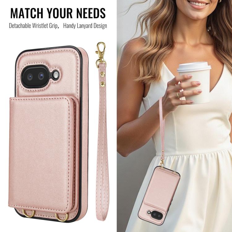 For Google Pixel 9a Crossbody Dual-buckle Wallet RFID Back Leather Phone Case