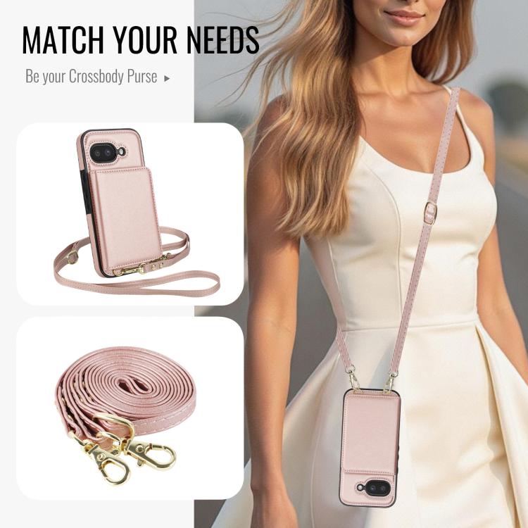 For Google Pixel 9a Crossbody Dual-buckle Wallet RFID Back Leather Phone Case