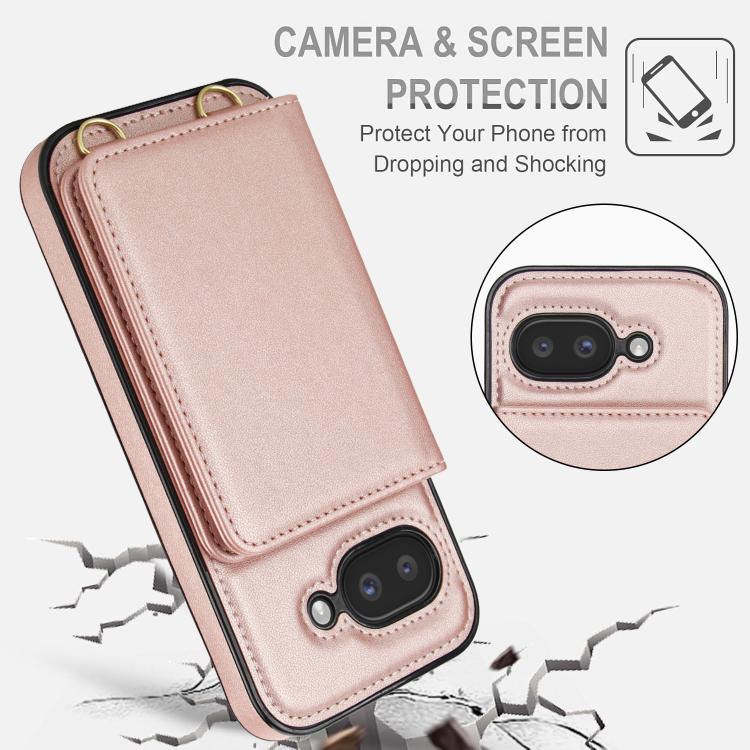 For Google Pixel 9a Crossbody Dual-buckle Wallet RFID Back Leather Phone Case