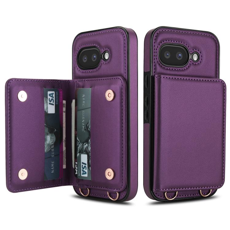 For Google Pixel 9a Crossbody Dual-buckle Wallet RFID Back Leather Phone Case