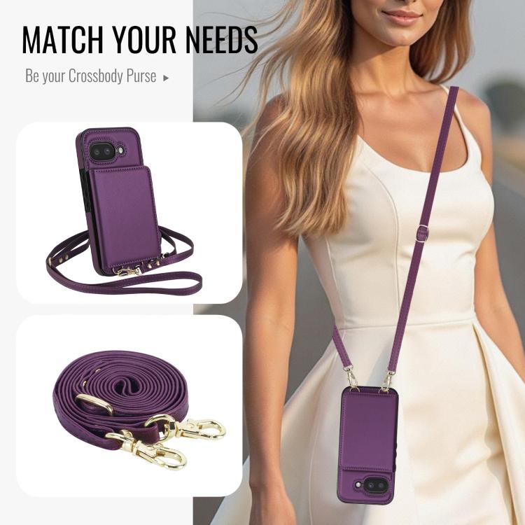 For Google Pixel 9a Crossbody Dual-buckle Wallet RFID Back Leather Phone Case