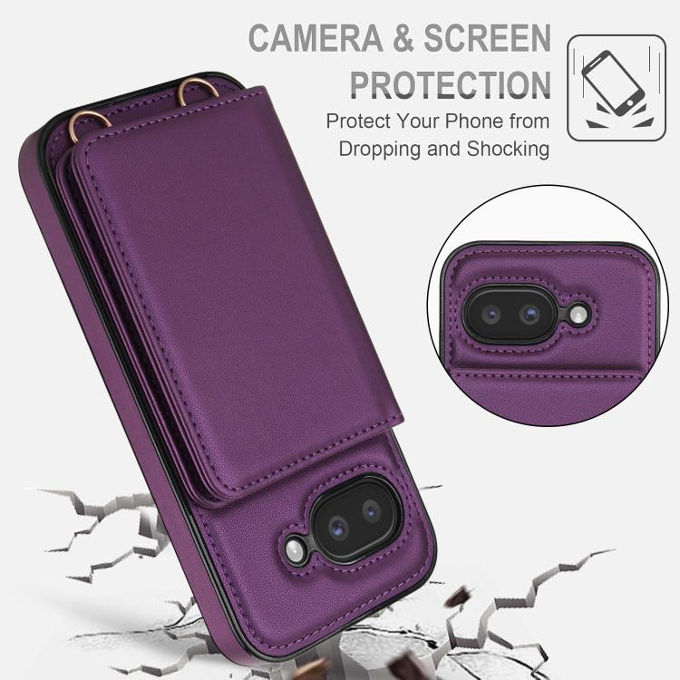 For Google Pixel 9a Crossbody Dual-buckle Wallet RFID Back Leather Phone Case