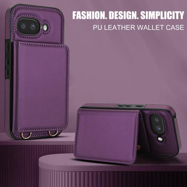For Google Pixel 9a Crossbody Dual-buckle Wallet RFID Back Leather Phone Case