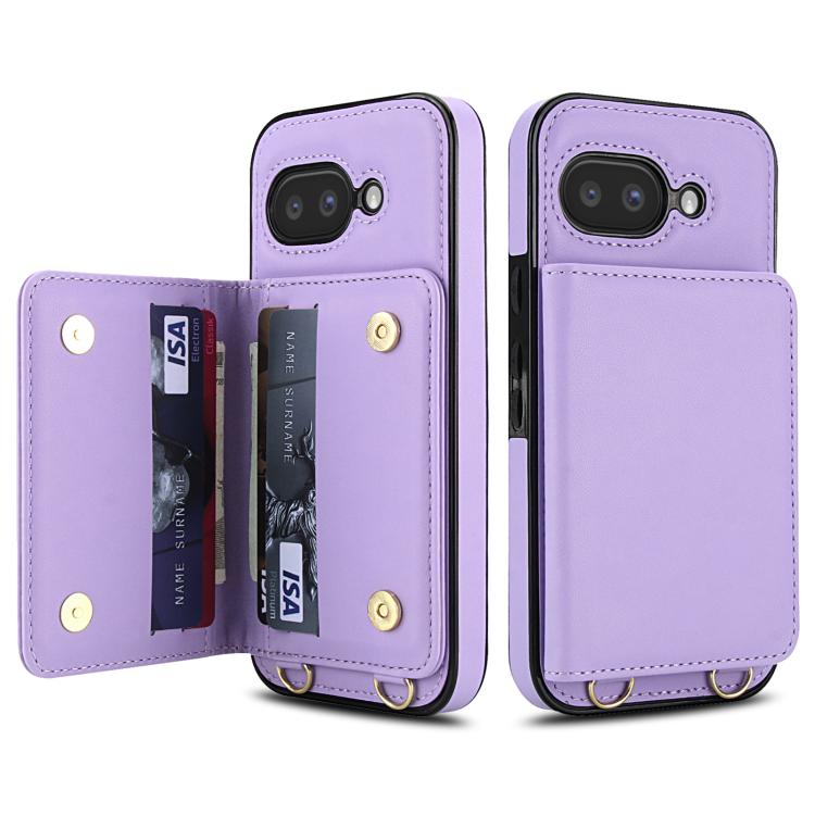 For Google Pixel 9a Crossbody Dual-buckle Wallet RFID Back Leather Phone Case